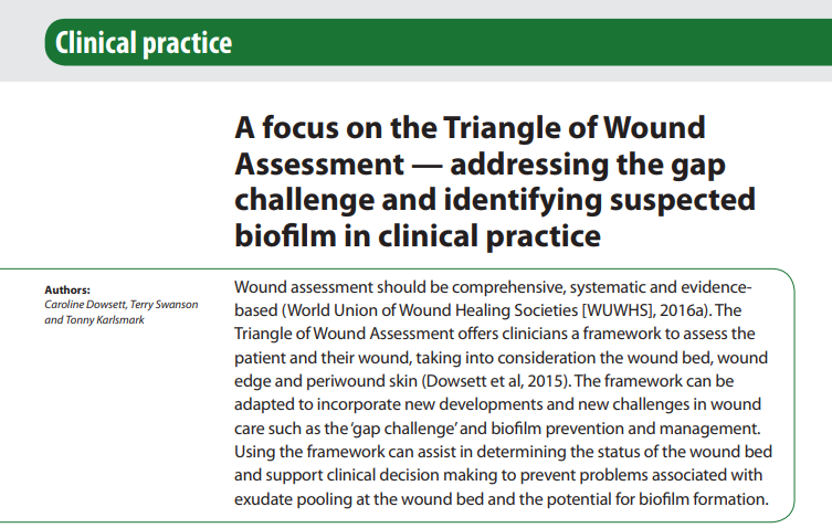 A focus on the Triangle of Wound Assessment — addressing the gap challenge and identifying suspected biofilm in clinical practice