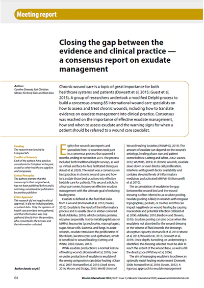 Closing the gap between the evidence and clinical practice — a consensus report on exudate management